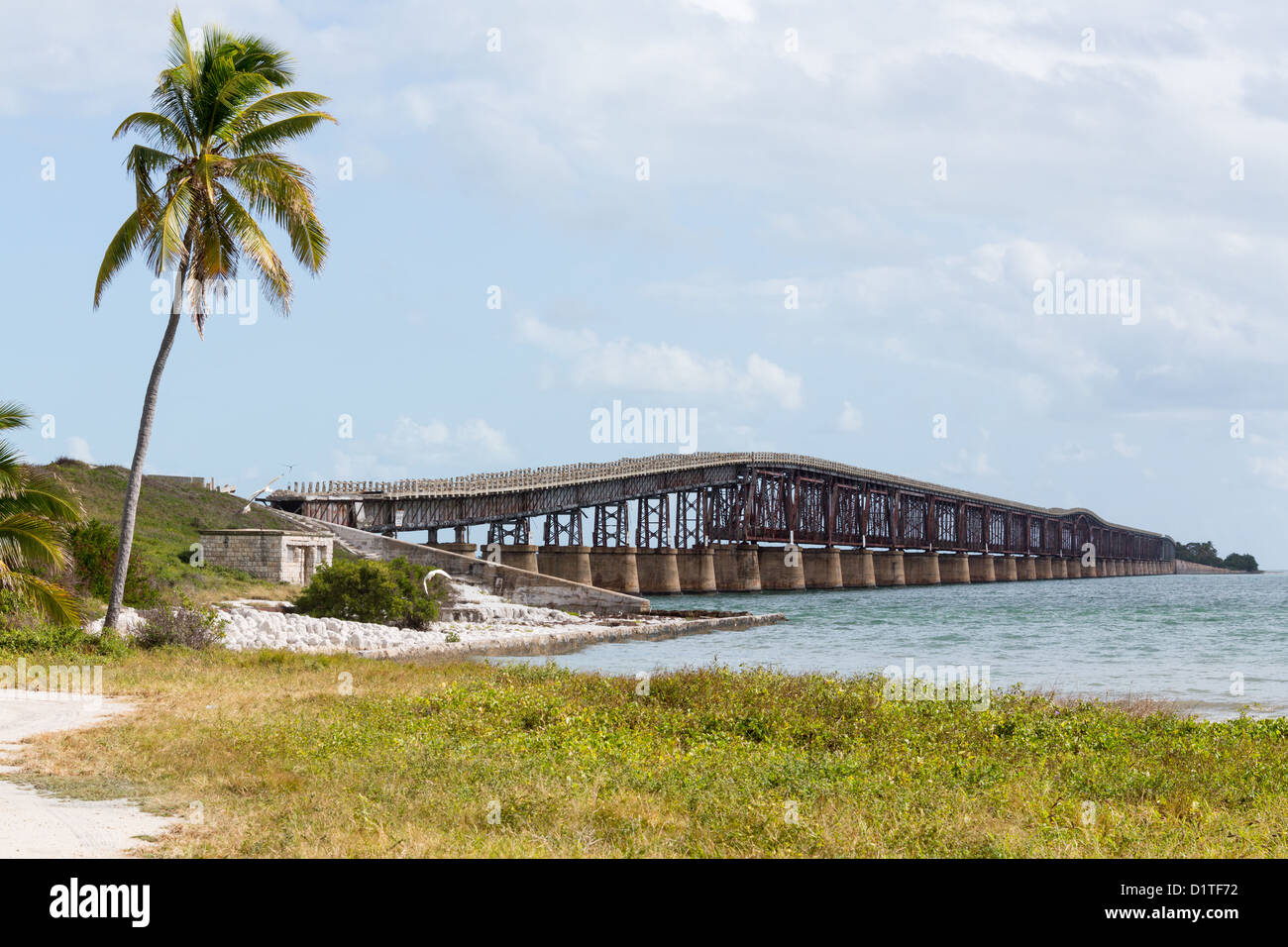 Old Bahia Honda rail bridge and heritage trail in Florida Keys, USA Stock Photo