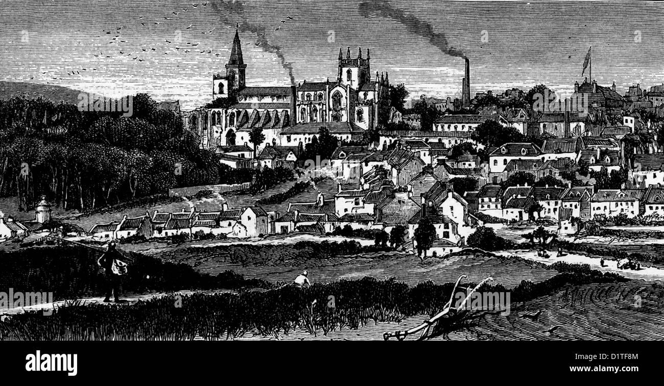 General View of Dunfermline, 19th Century Illustration circa 1895 Stock Photo