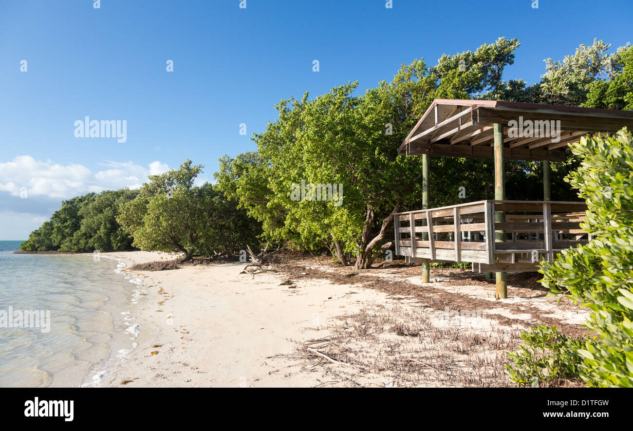 Beautiful Anne's Beach in summer with deck in Lower Matecumbe Key