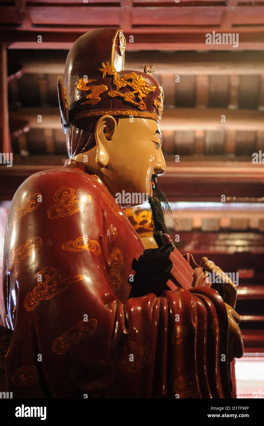 Confucian Robe Temple Of Literature Confucius Red Lacquered Statue Hanoi Vietnam ...