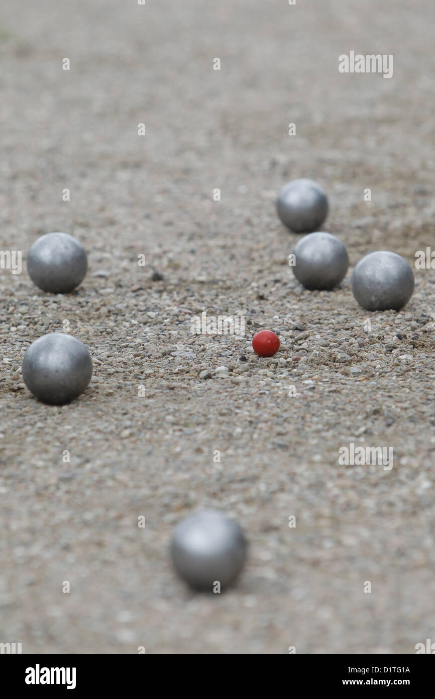 Schleswig, Germany, a game of pétanque, also called Boule, in the