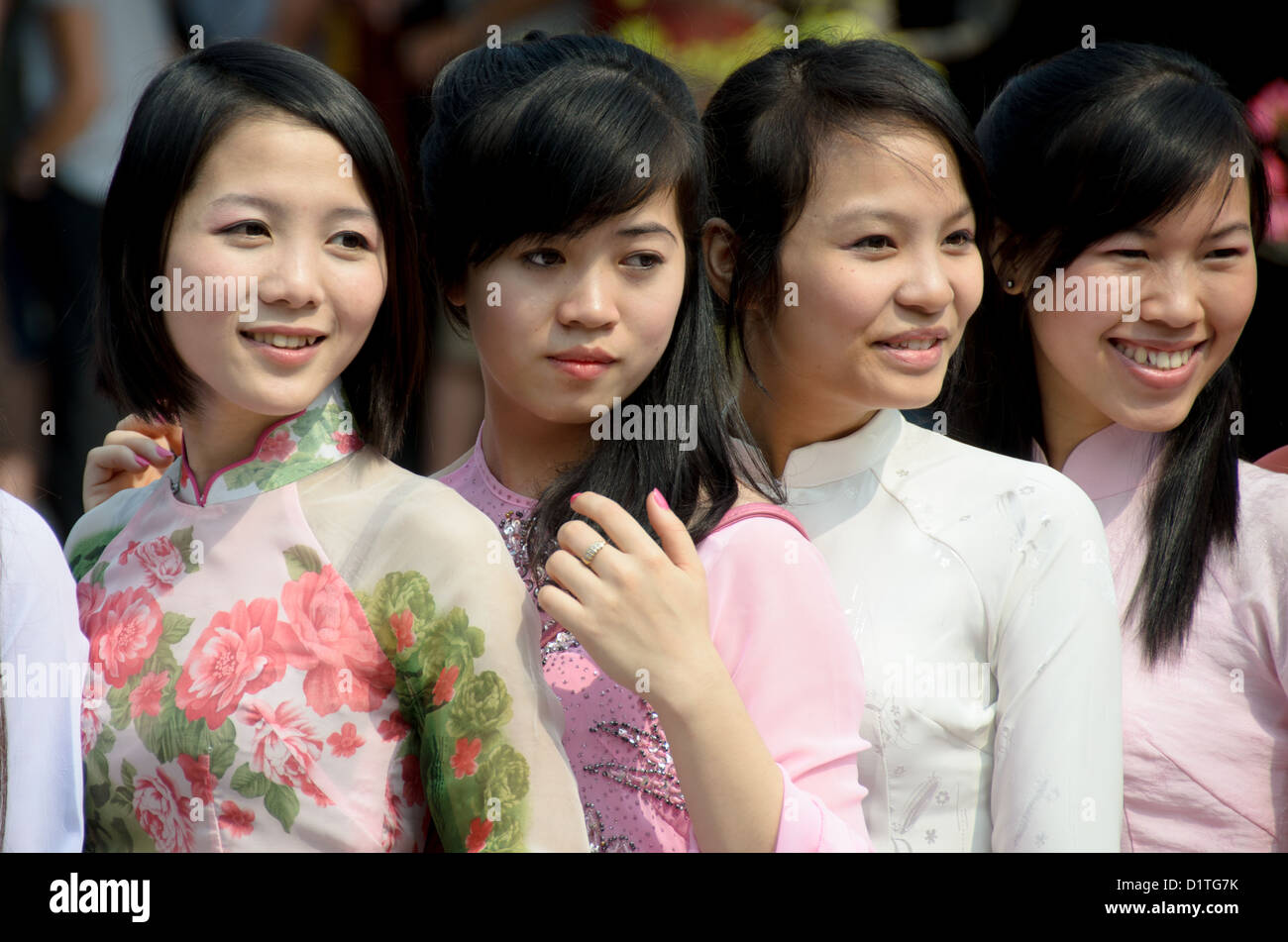 HANOI, Vietnam A group of young VIetnamese women in traditional dress