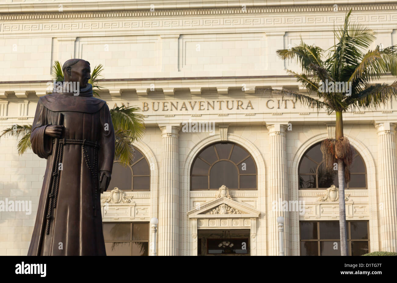 Father Junipero Serra statue in front of Ventura or San Buenaventura city hall in California Stock Photo