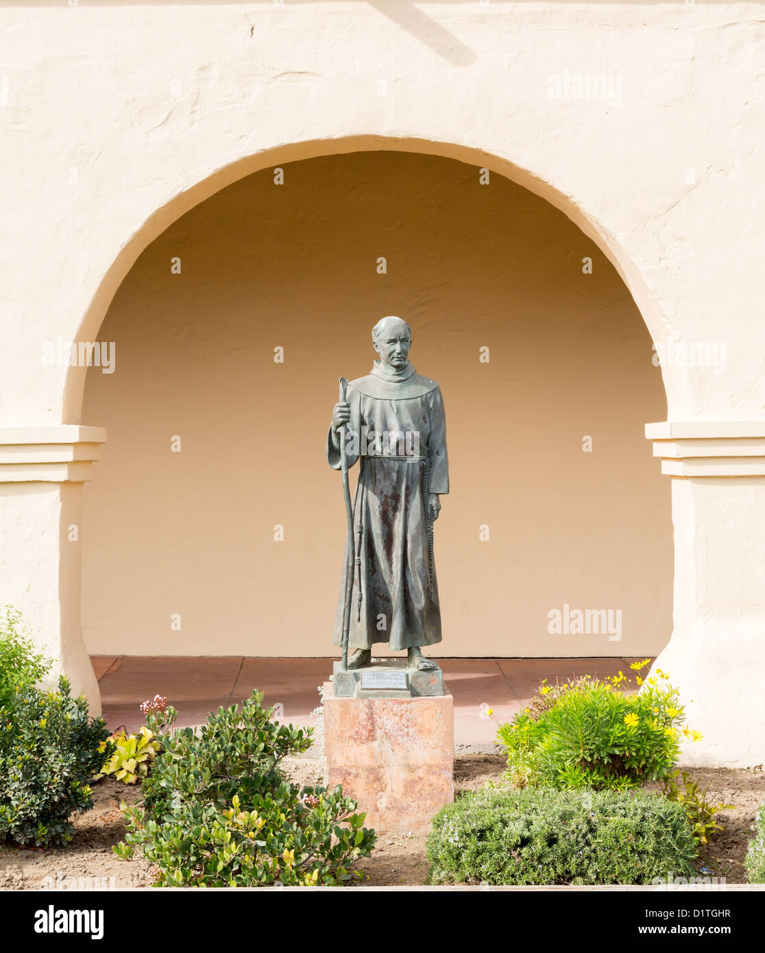 Statue to Father Junipero Serra at Mission Santa Ines in California exterior Stock Photo