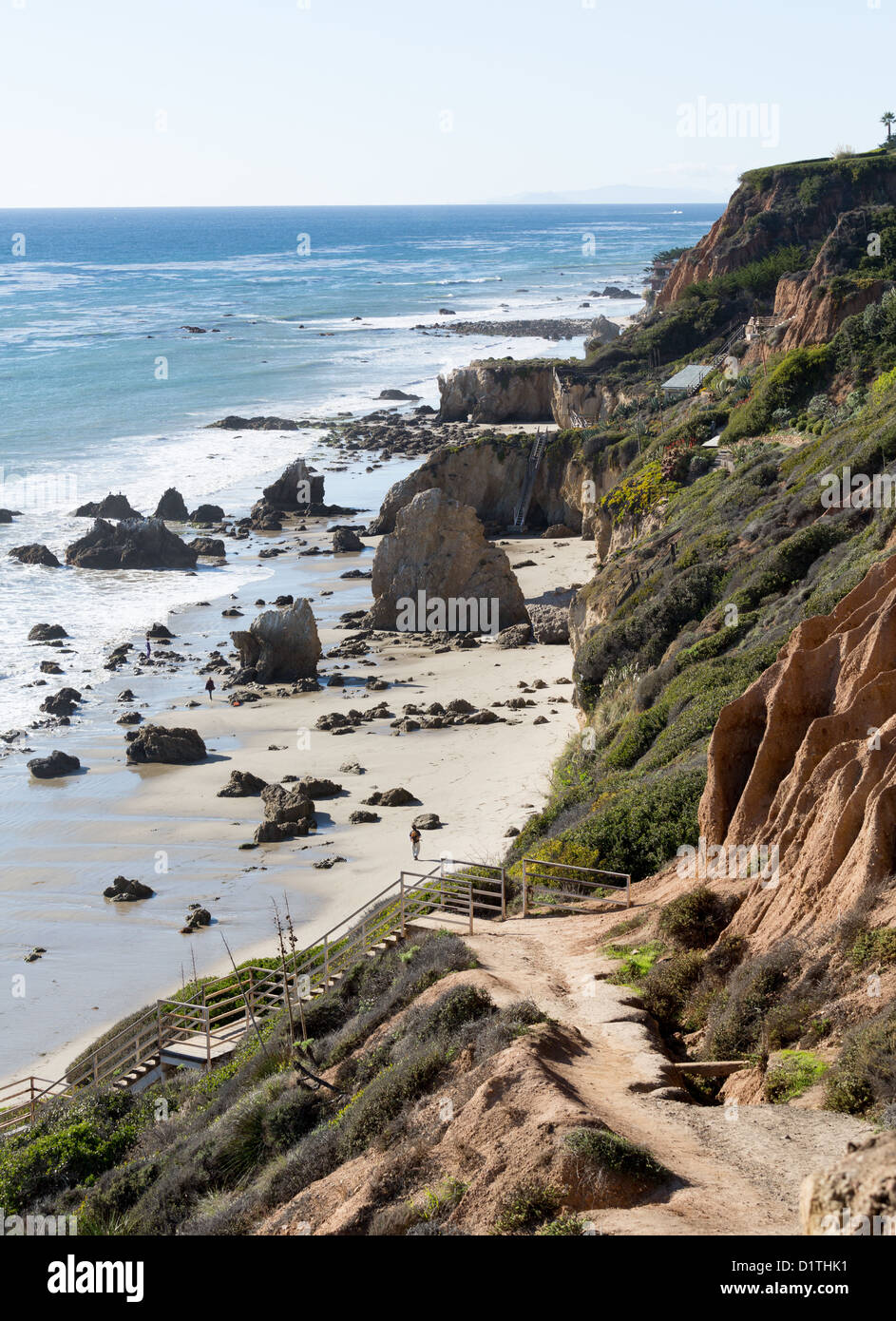 Pathway and steps leading down to El Matador State Beach Malibu California Stock Photo