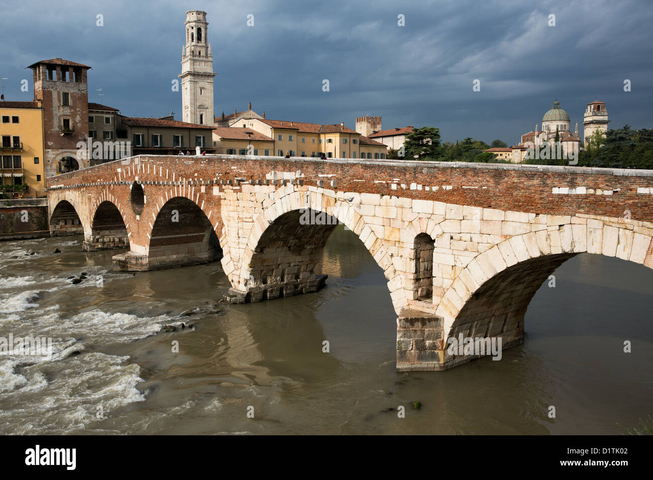 Saint Peter bridge and Adige river in Verona, Italy Stock Photo