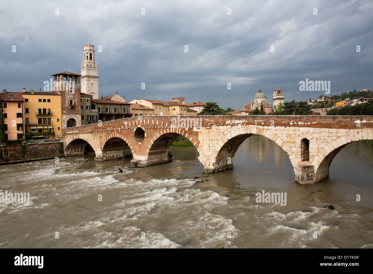 Saint Peter bridge and Adige river in Verona, Italy Stock Photo - Alamy