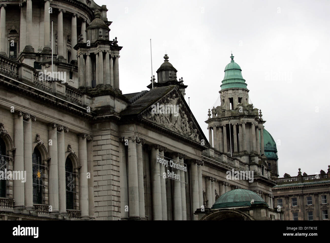 Belfast UK 5th Jan 2013 Belfast City Hall Without The Union Jack 