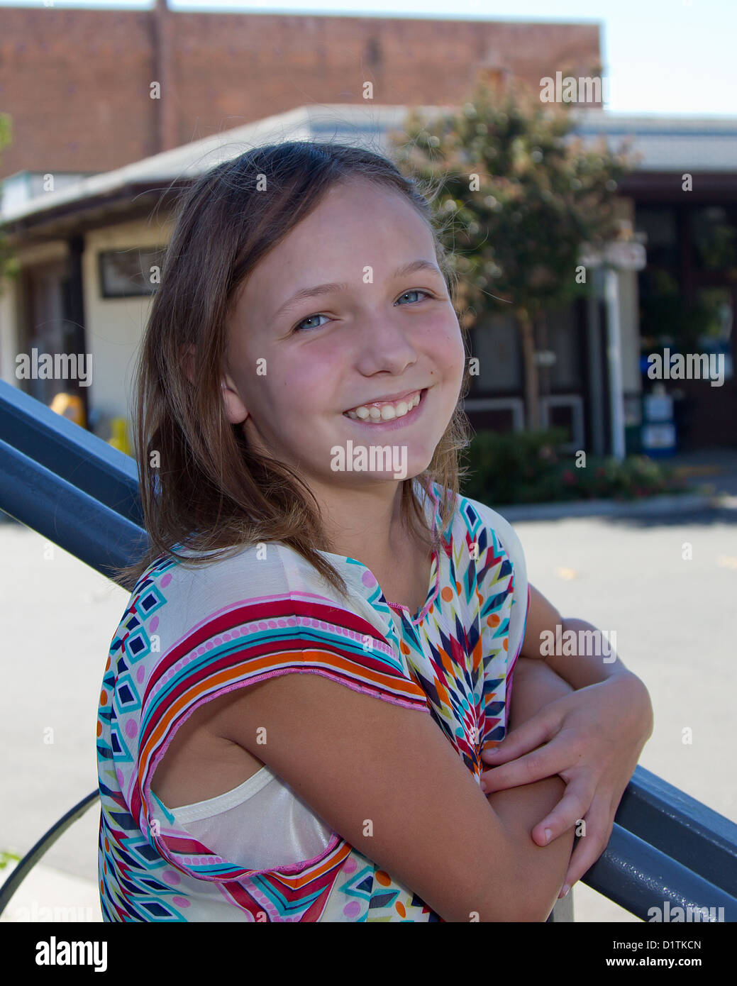 A Young Pre Teen Caucasian Girl Modeling 1960s Style Tie Dyed