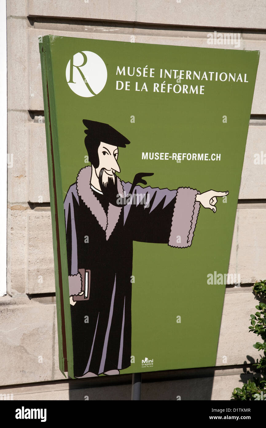 International Museum of the Reformation Sign, Geneva, Switzerland, Europe Stock Photo