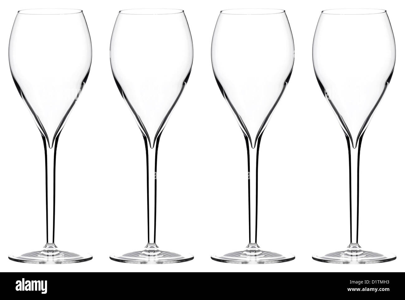many tall wine glasses isolated on white background wallpaper Stock Photo