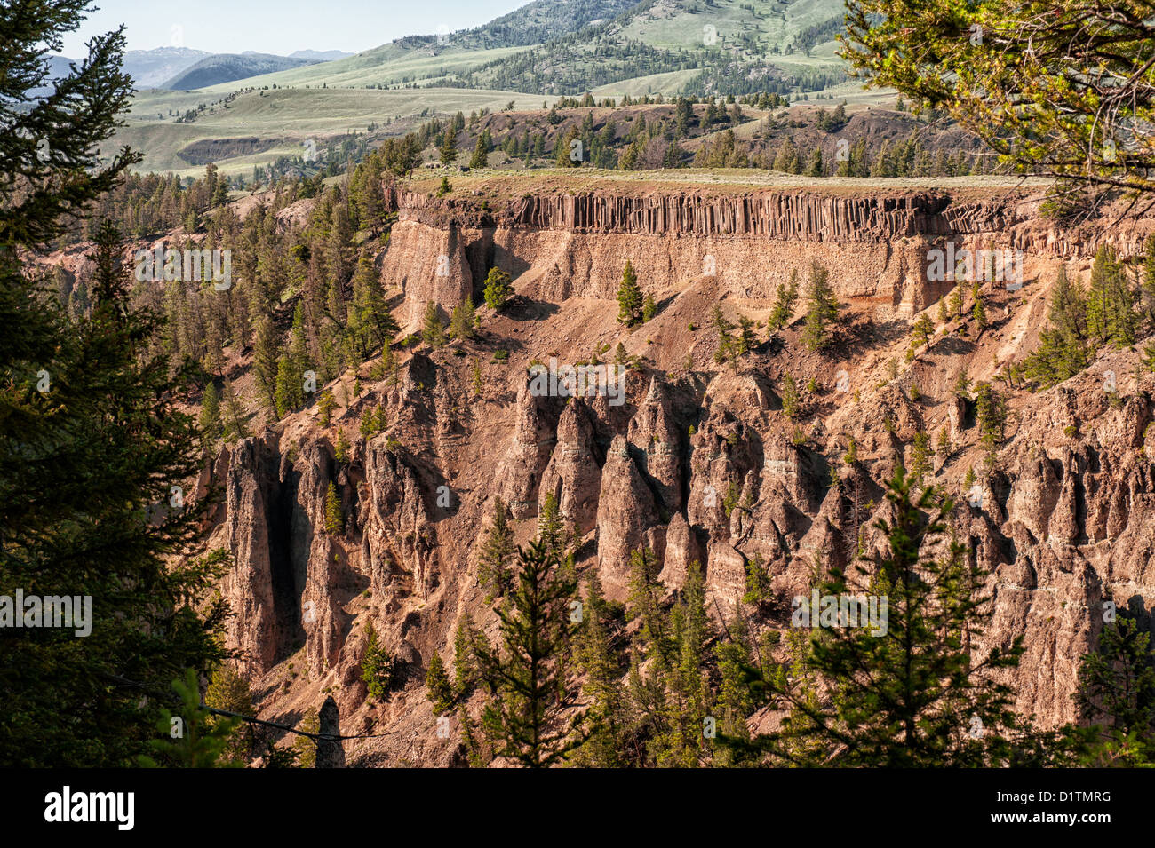 Photograph of one of the walls of the Yellowstone river canyon Stock Photo