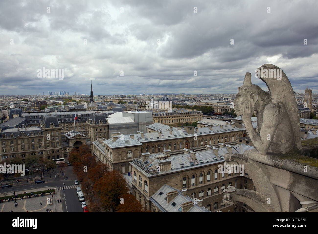 Gargoyle on the roof of the Notre Dame Cathedral in Paris, Ile de la Cite, France Stock Photo