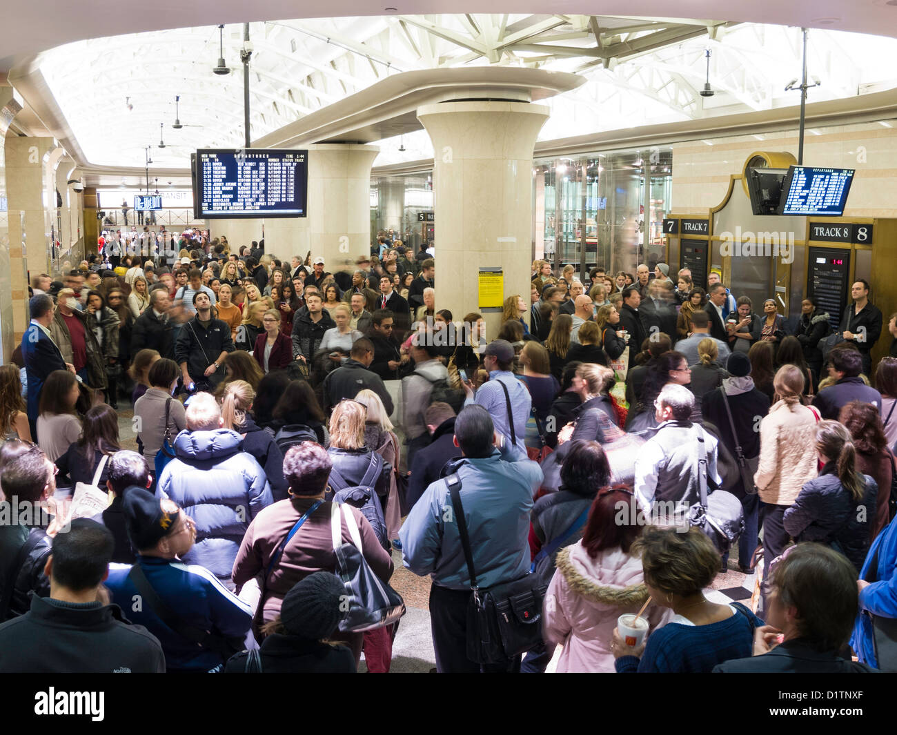 Crowds, New Jersey Transit Area, Penn Station, NYC  2012 Stock Photo