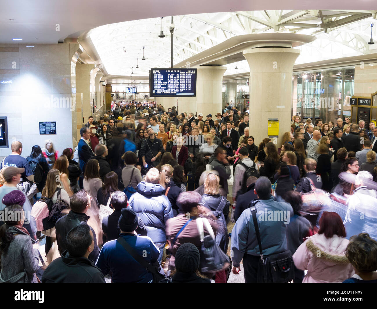 Crowds, New Jersey Transit Area, Penn Station, NYC  2012 Stock Photo
