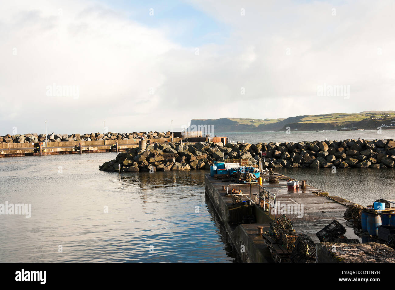The Harbour Entrance Bay and Headland at Ballycastle Town County Antrim Northern Ireland United Kingdom UK Stock Photo