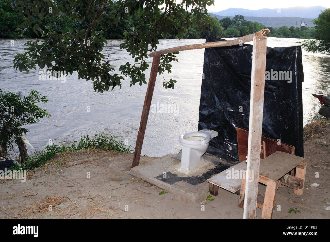 Toilet Magdalena River in NEIVA. Department of Huila. COLOMBIA Stock