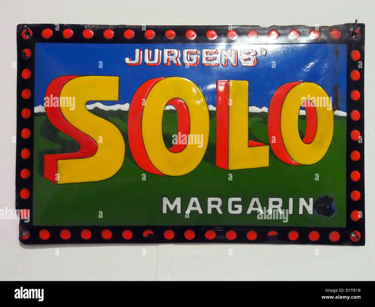 Enamel advertising sign, Jurgens' SOLO margarin Stock Photo