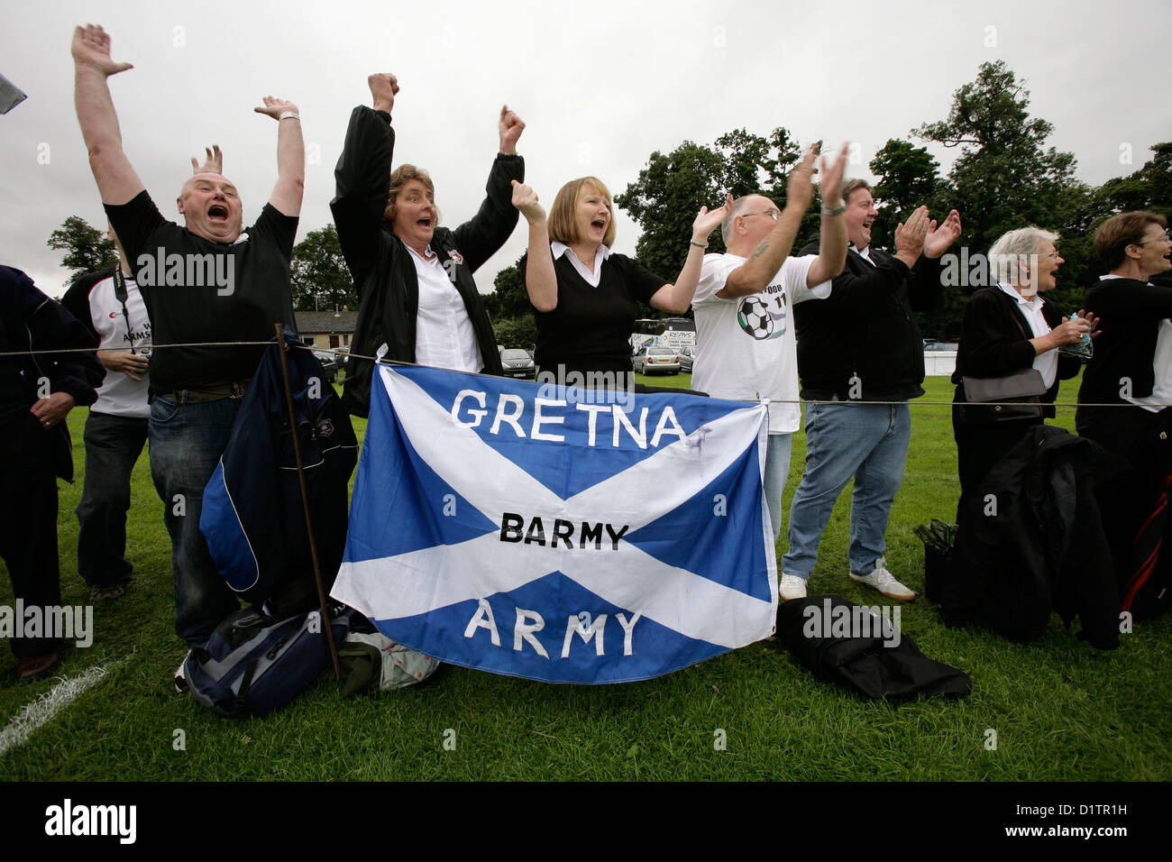 Gretna football fans watch their team play Kelso Stock Photo