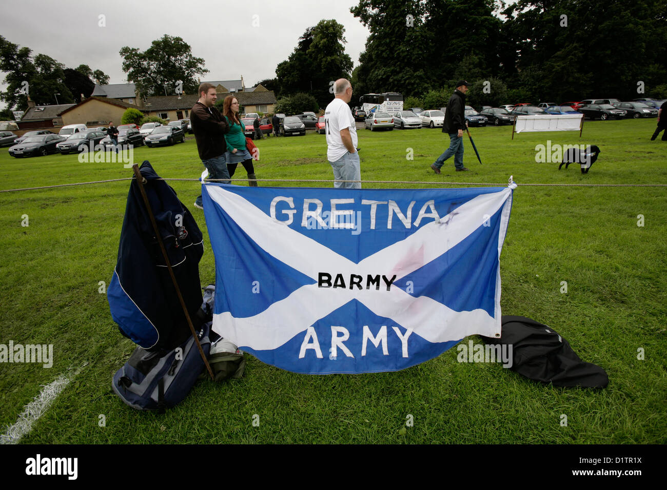 Gretna football fans watch their team play Kelso Stock Photo