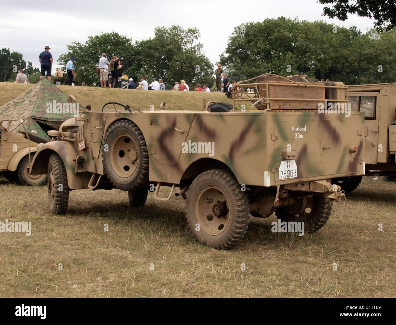 The Steyr 1500A is a military vehicle used during WWII, often recognized for its utility in various combat and logistical roles. It featured heavy armor and was utilized by the German military for troop transport and supply missions, particularly in difficult terrain. Stock Photo