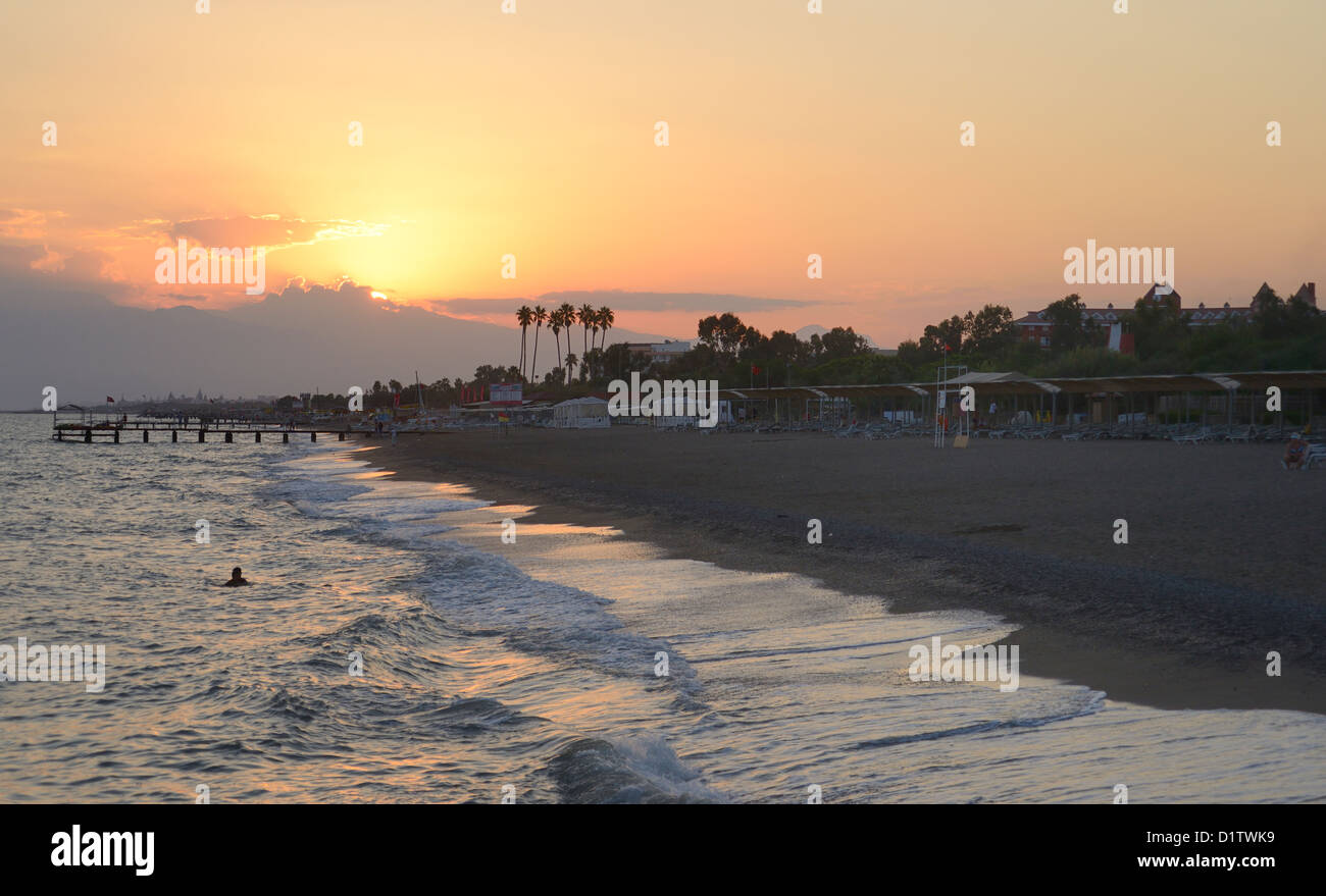 Orange beach sunset Stock Photo