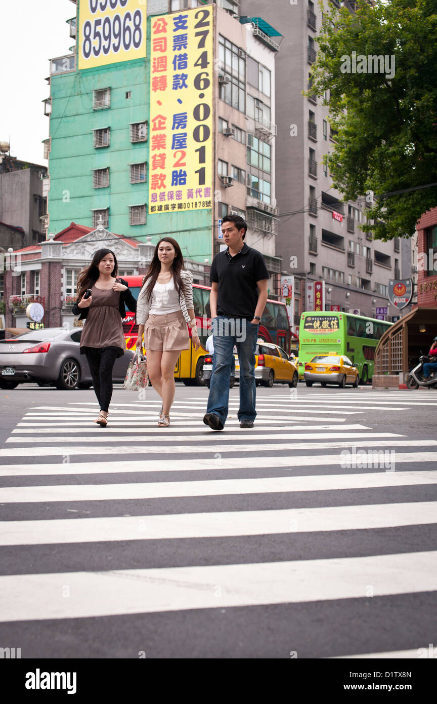 Pedestrian crossing, Taipei Stock Photo