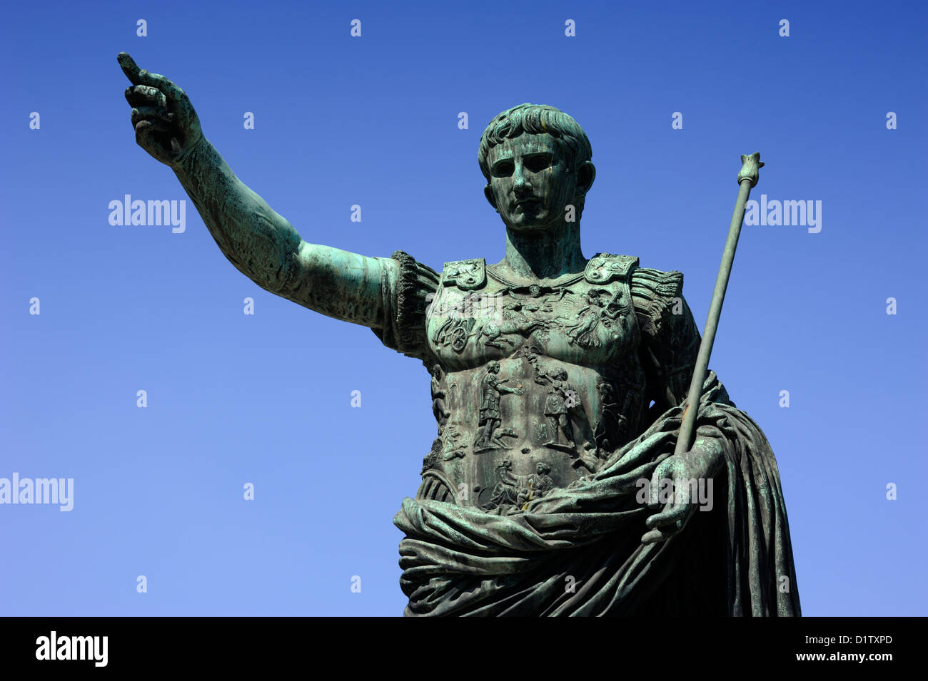 Italy, Rome, statue of Roman emperor Julius Caesar Augustus Stock Photo