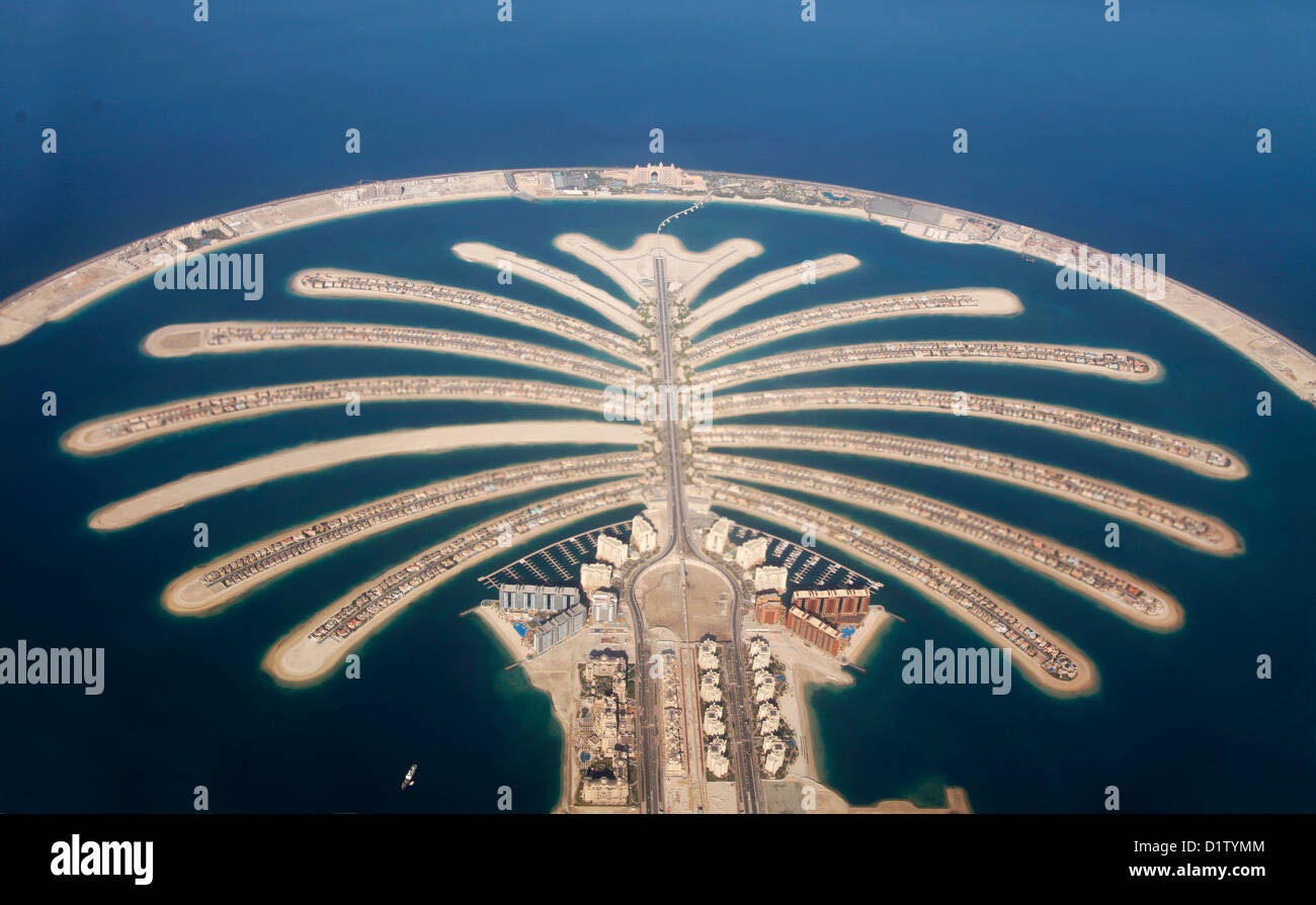 Jumeirah Palm Island Development In Dubai Stock Photo