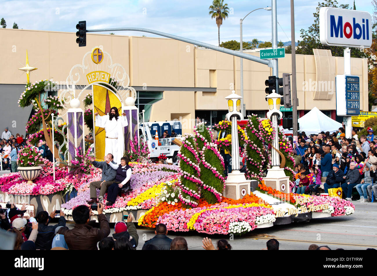 Lutheran Hour Ministries float, 124th Rose Parade in Pasadena, California, Tuesday,  Jan. 1, 2013. Stock Photo