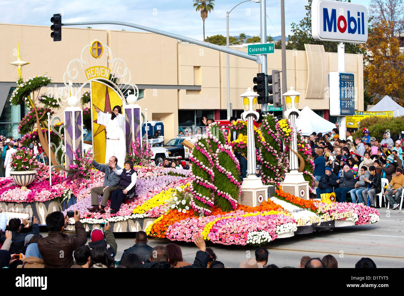 Lutheran Hour Ministries float, 124th Rose Parade in Pasadena, California, Tuesday,  Jan. 1, 2013. Stock Photo