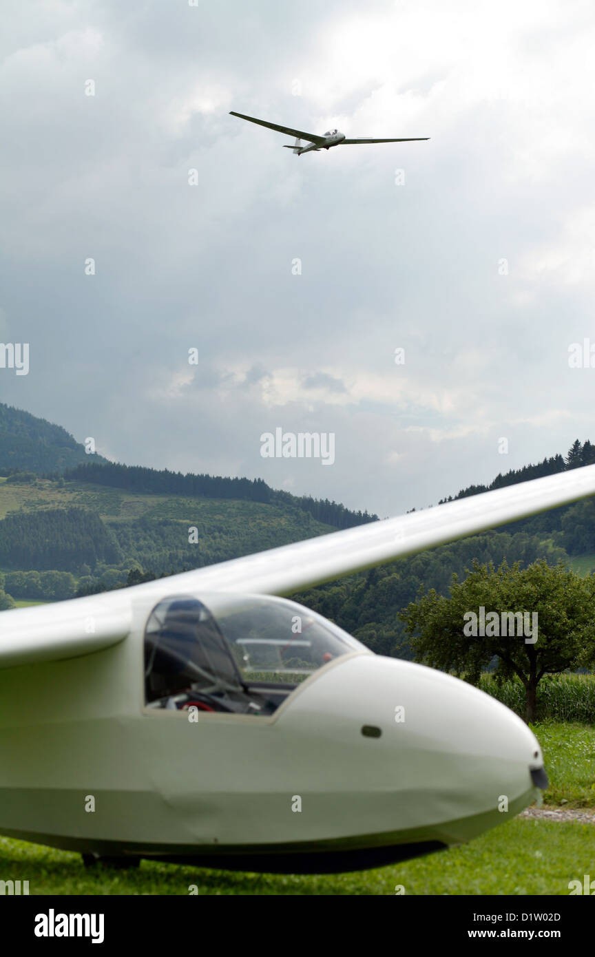 Oberried, Germany, gliders on the sail airport in Oberried Stock Photo