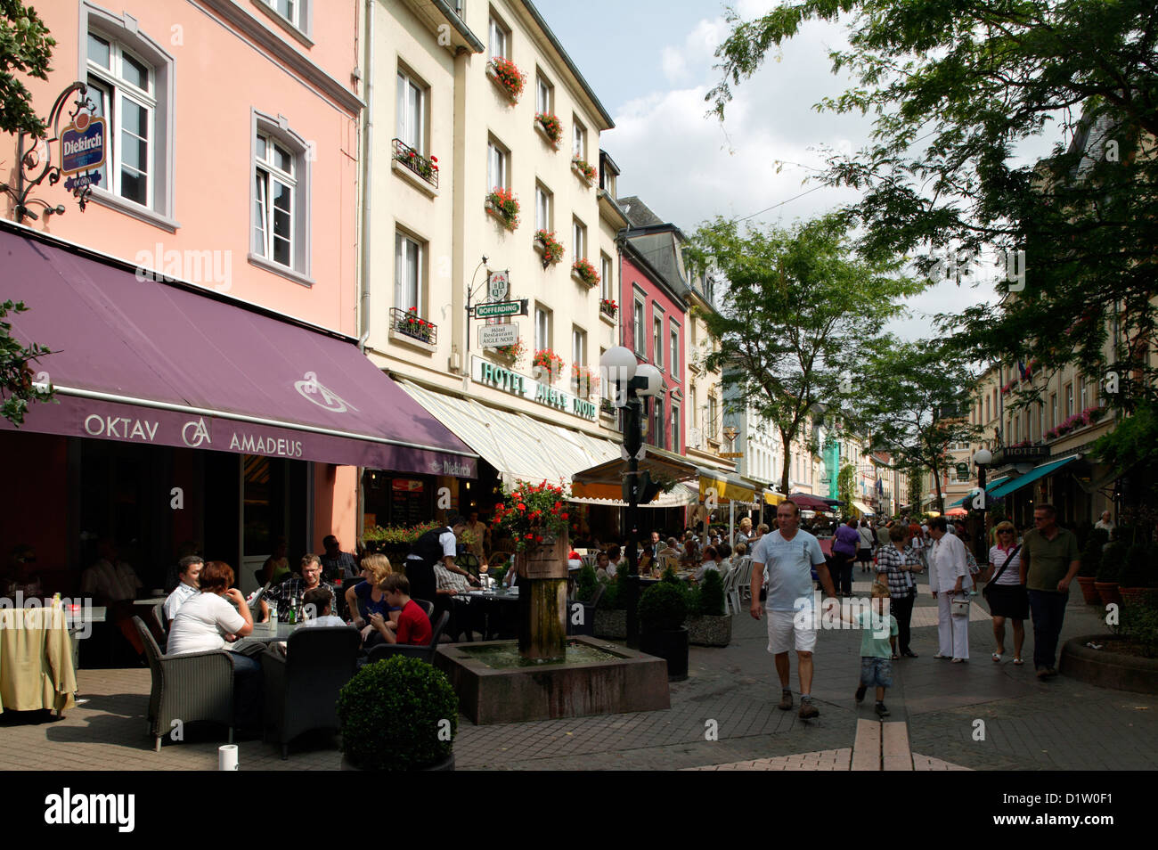 Echternach, Luxembourg, pedestrians in the pedestrian area in Echternach Stock Photo