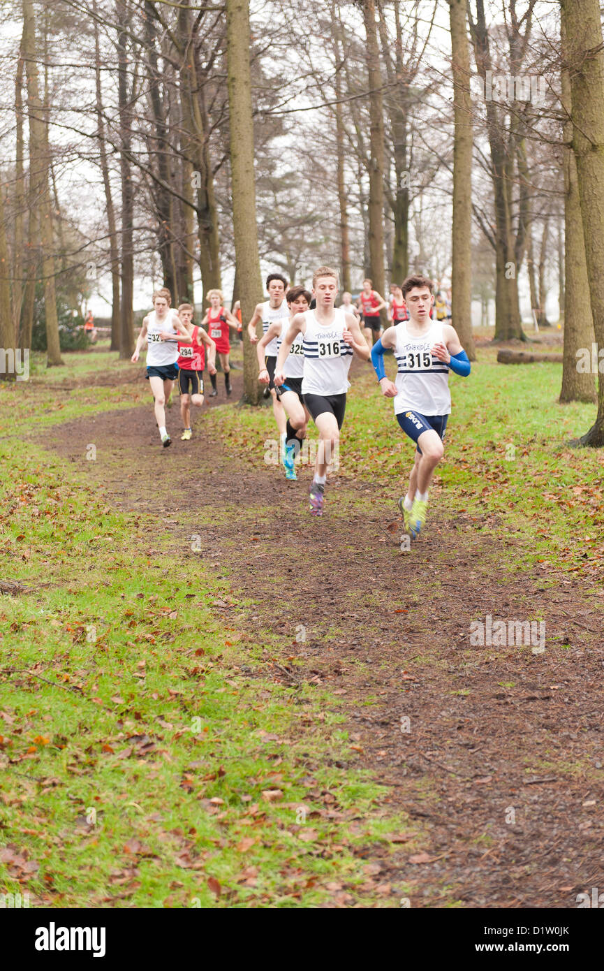 Kent Cross country running Championships under 17 boys youth running on