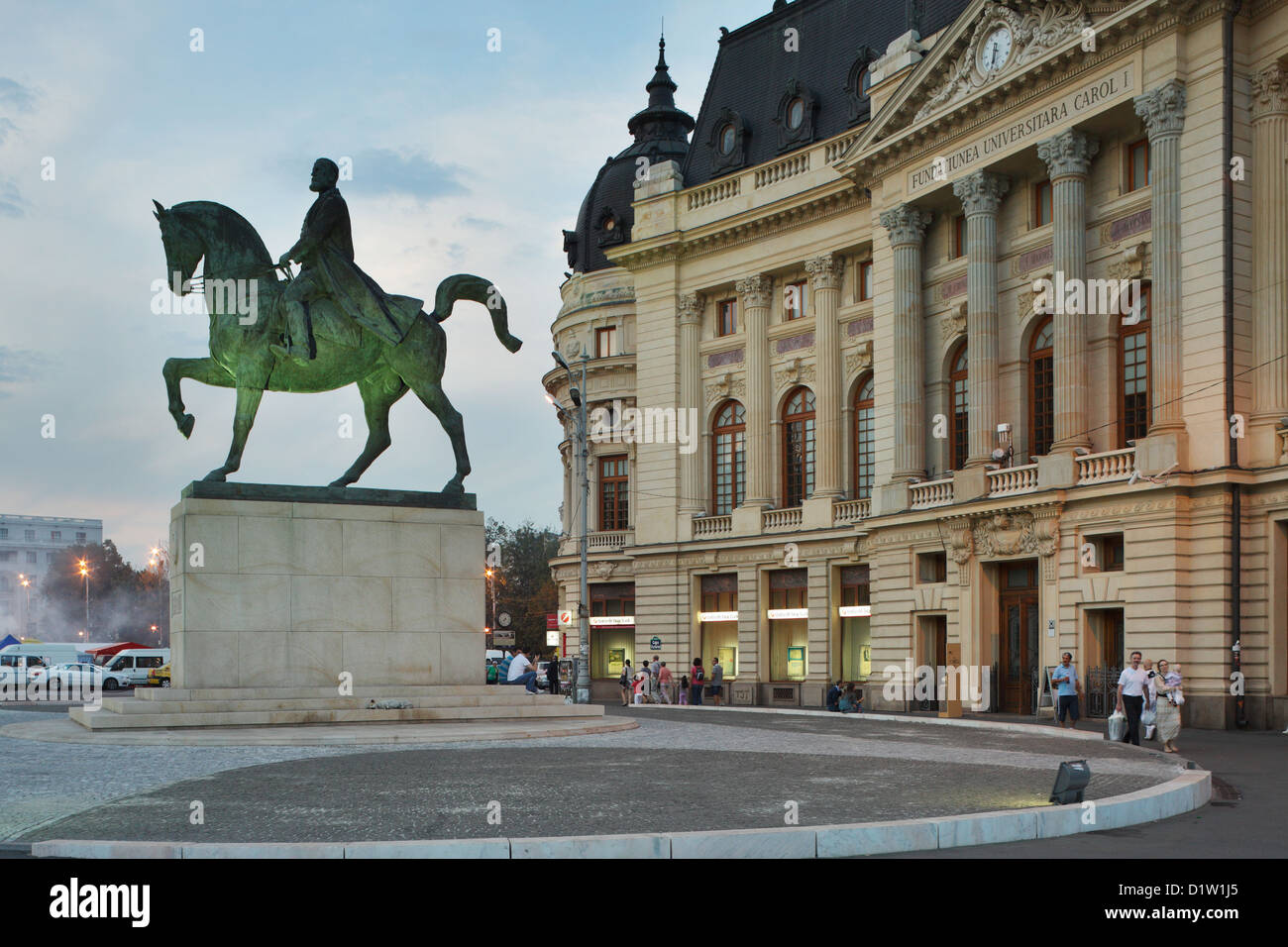 Bucharest, Romania, the equestrian statue of Carol I in the Plaza of ...