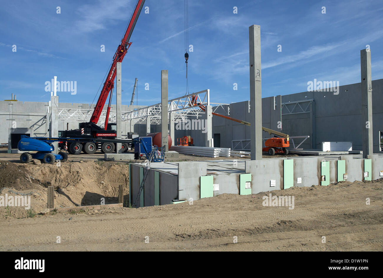 Berlin, Germany, installation of precast concrete at a construction site Stock Photo
