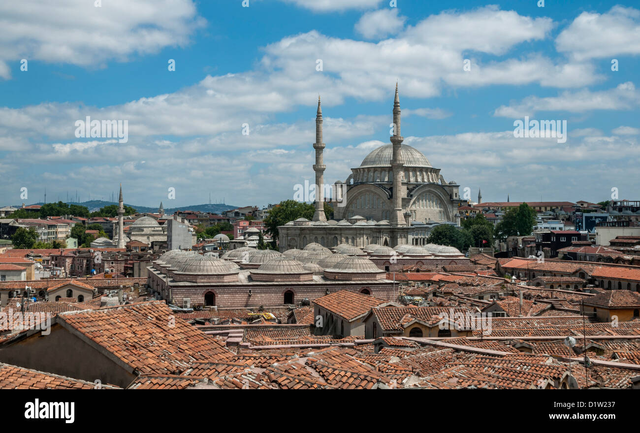 Roof of Grand Bazaar and  Nuruosmaniye Mosque in istanbul,Turkey Stock Photo