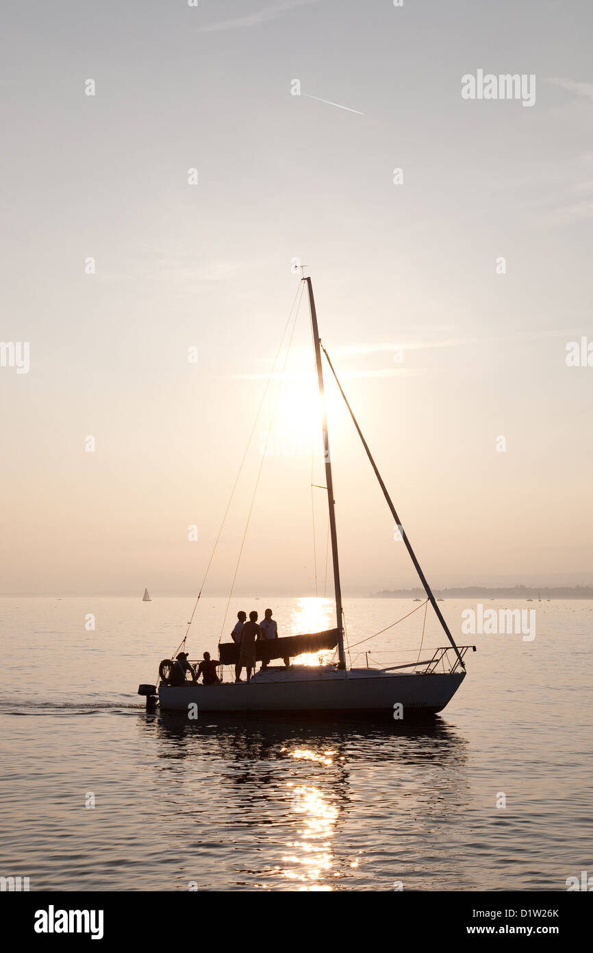 Sailing on Yacht at Ouchy; Lake Geneva; Lausanne; Switzerland; Europe Stock Photo Alamy