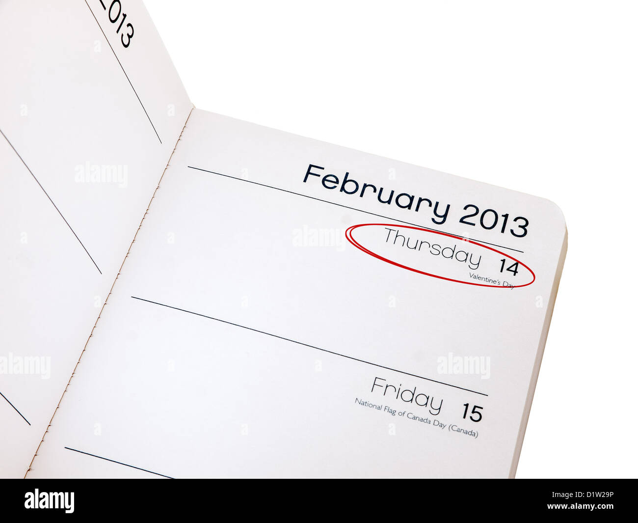 February 14th 2013 reminder Stock Photo