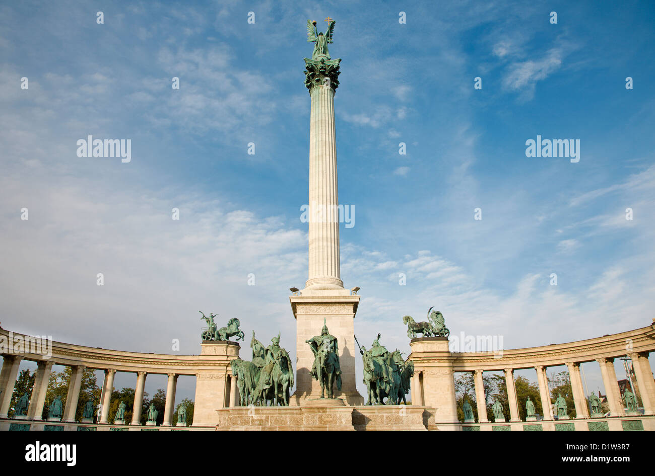 Budapest - The Millennium Monument in Heroes' Square Stock Photo