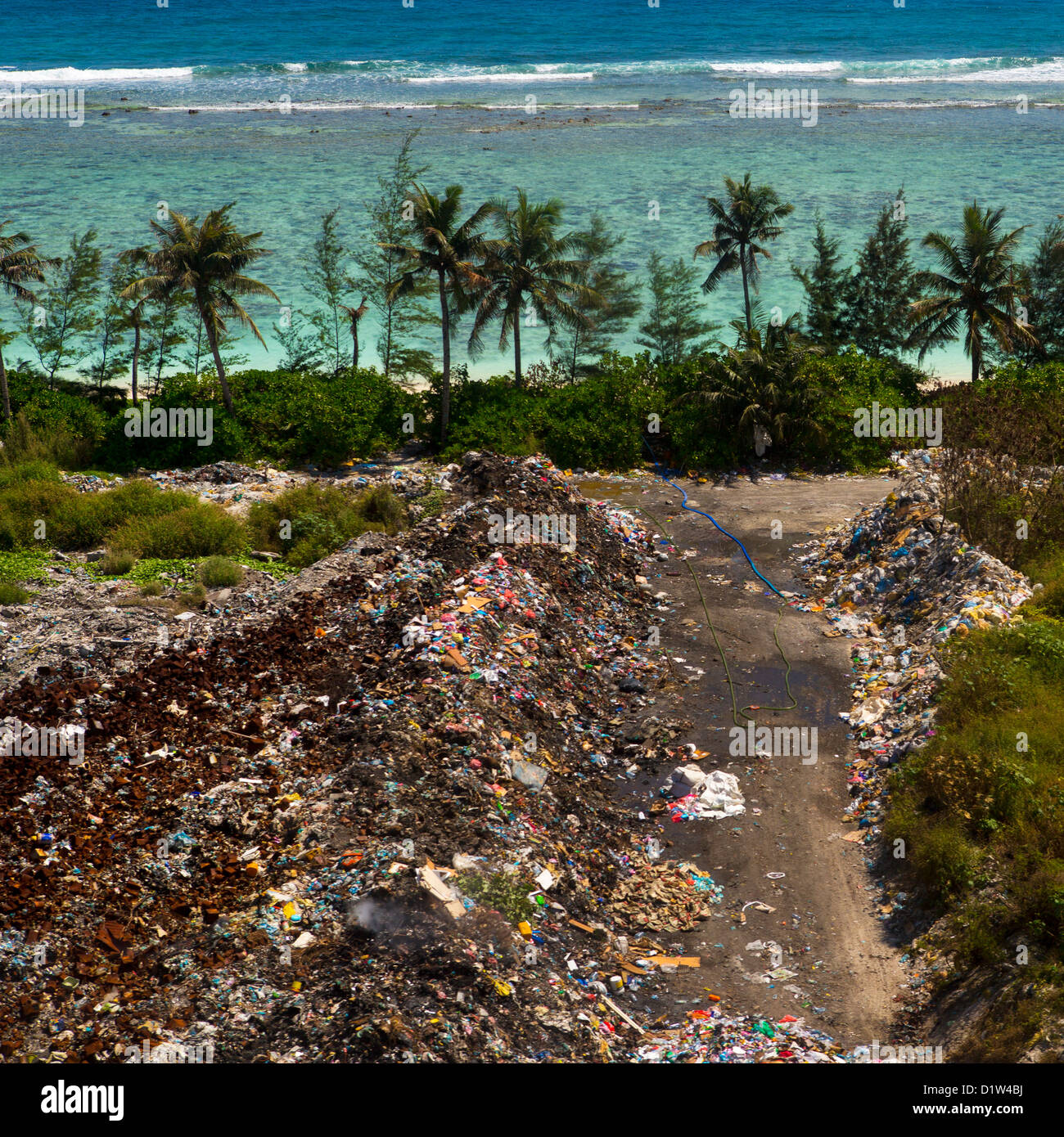Dump Site In Front Of The Sea, Male, Maldives Stock Photo