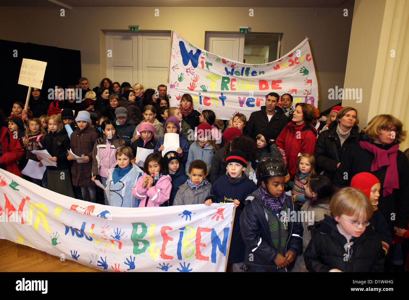 Berlin, Germany, parents and students of the primary school demonstrate Barbarossa Stock Photo