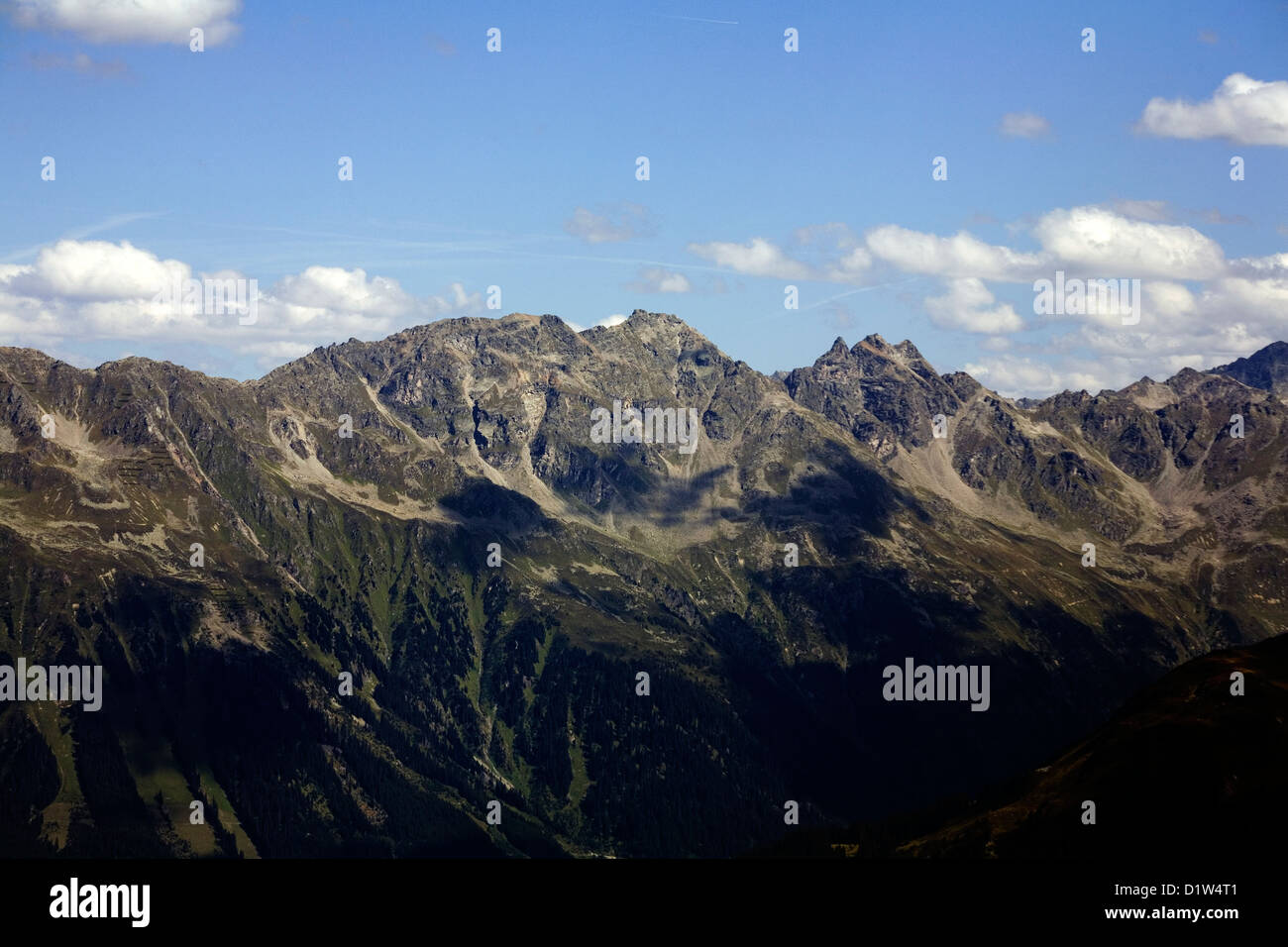 Mountain panorama above The Monchalptal  between Davos and Klosters Graubunden Switzerland Stock Photo