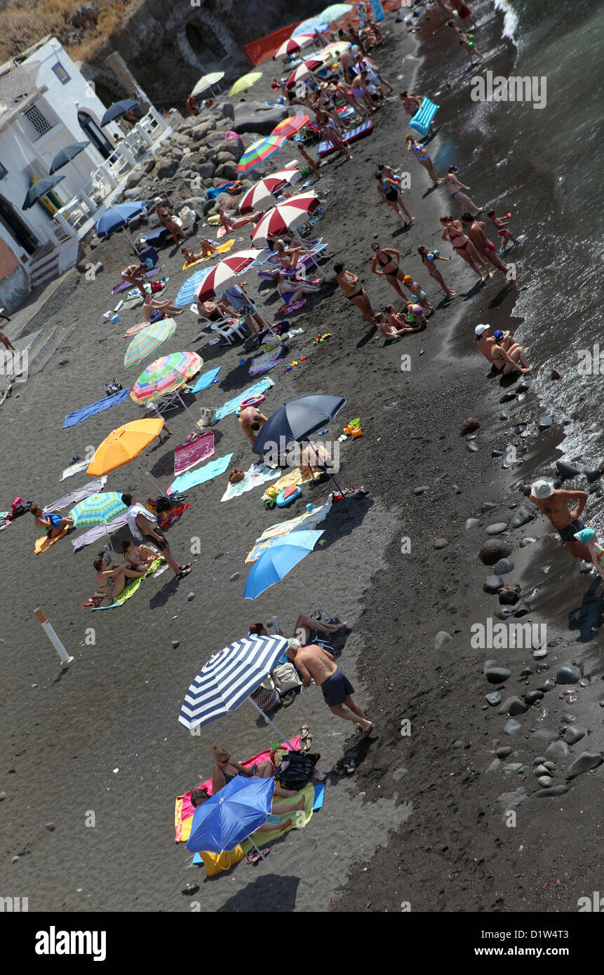 Salina, Italy, bathers on the beach Stock Photo
