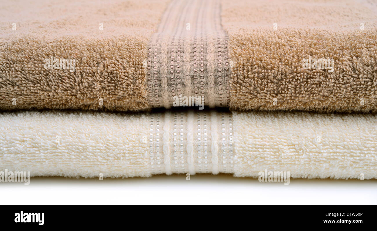 Bath towels with pattern closeup Stock Photo