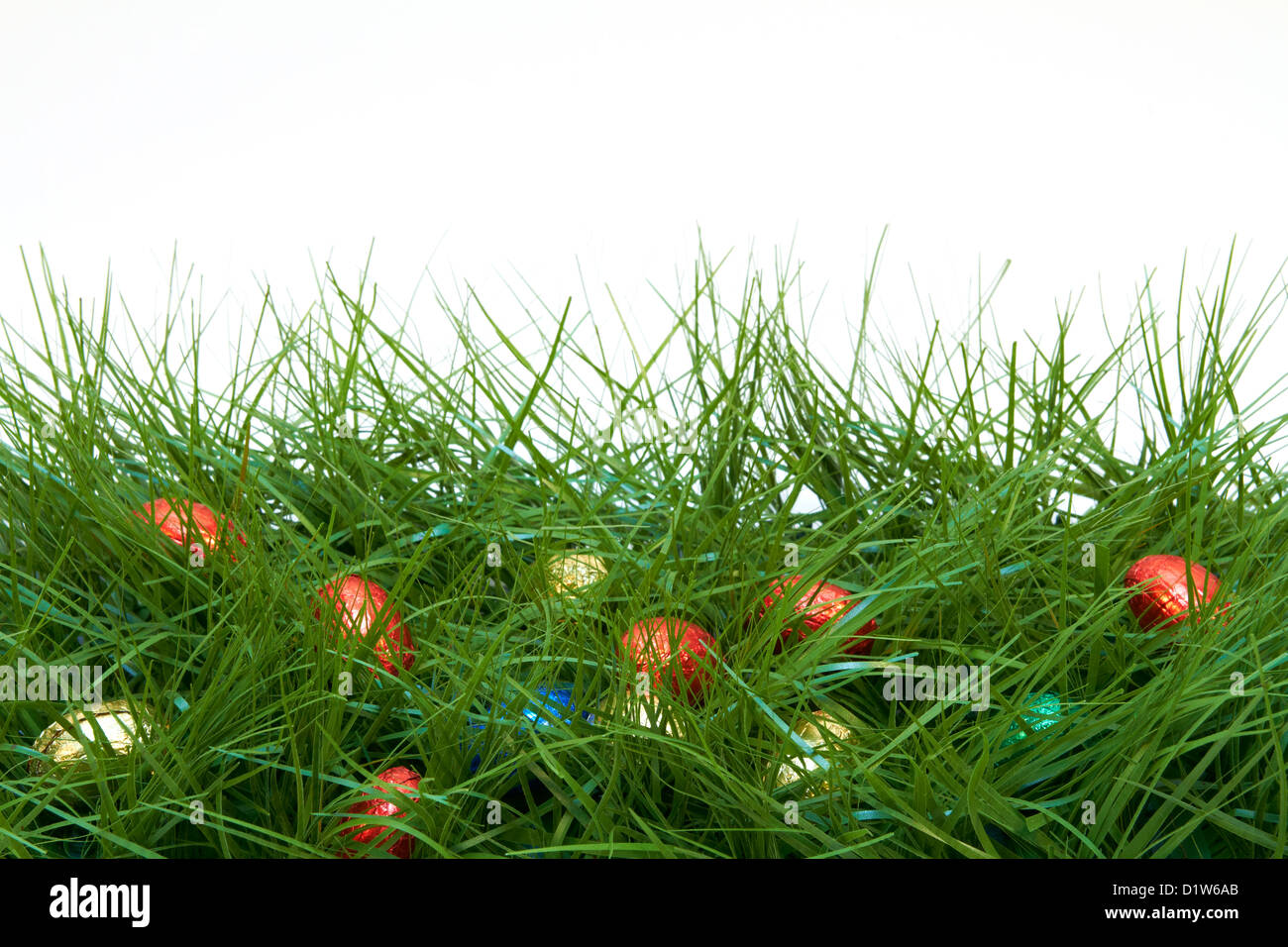 Easter eggs on grass background Stock Photo