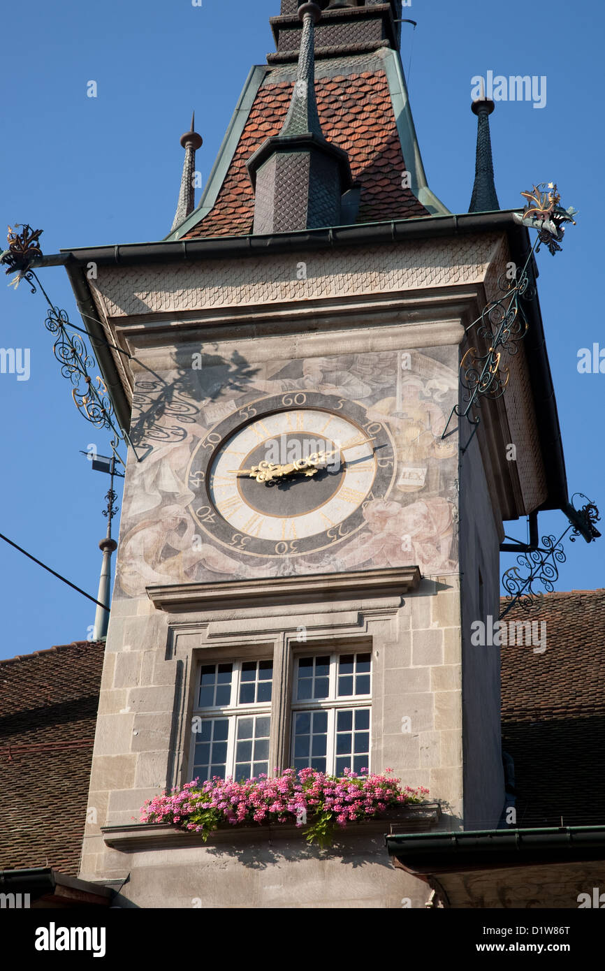 Clock Tower of City Hall, Lausanne; Switzerland; Europe Stock Photo