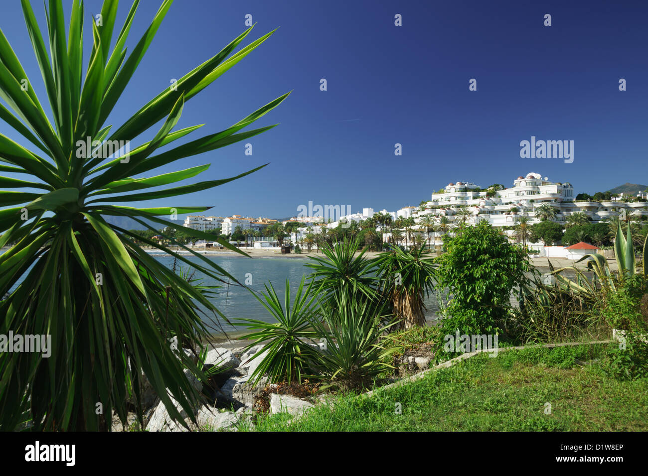 Spain, Andalucia - Puerto Banus, Marbella, Costa del Sol. Benabola bay development (Arab Village). Luxury apartments. Stock Photo