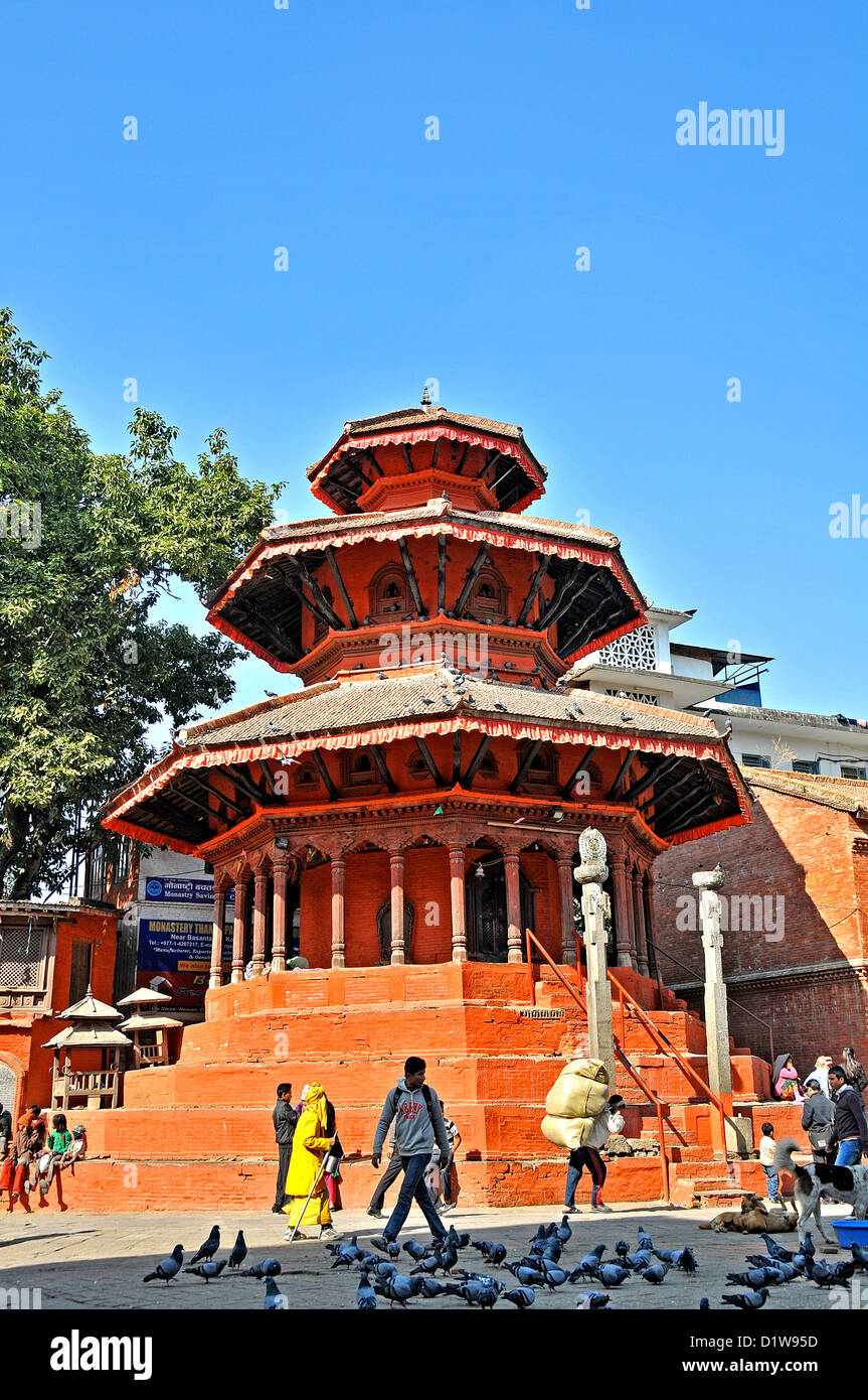 The temple of Vansapopal,  octogonal temple of Krishna,  Durbar square Kathmandu Nepal Stock Photo