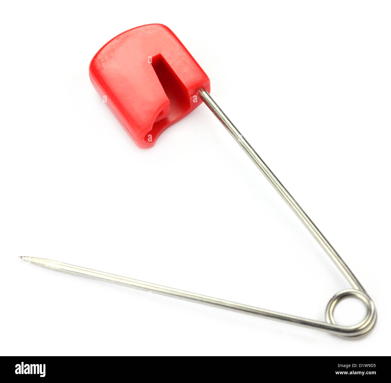 Red safety pin Stock Photo